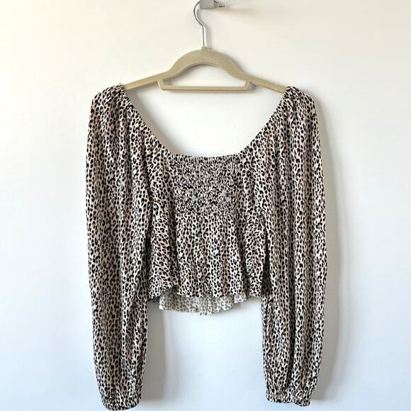 Urban Outfitters Leopard Cutout Peplum Crop Top Size S - Picture 12 of 13